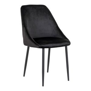 2 x Porto Spisebordsstole - Spisebordsstol i velour, sort med sorte ben