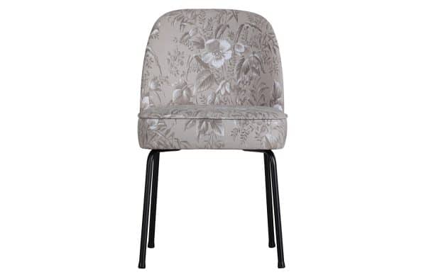 BEPUREHOME Vogue spisebordsstol - natur fløjl polyester m. valmueprint og sort metal