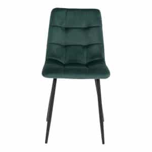 HOUSE NORDIC Middelfart spisebordsstol - mørkegrøn velour og sort stål