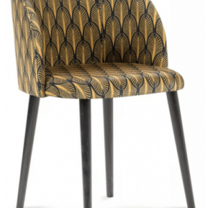 Nawajo spisebordsstol i bøgetræ og velour H80 cm - Sort/Gyldent mønster