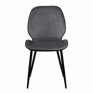 VENTURE DESIGN Emma spisebordsstol - grå fløjl/polyesterlinned og sort stål