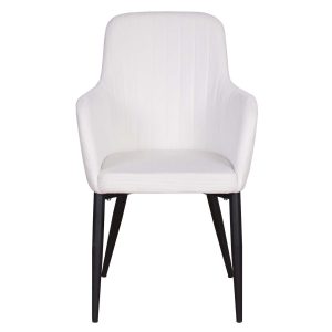 VENTURE DESIGN Comfort spisebordsstol, m. armlæn - beige fløjl og sort metal