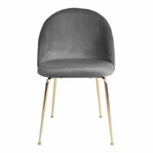 HOUSE NORDIC Geneve spisebordsstol - grå/messing velour/stål