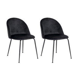 2 x Geneve Spisebordsstole i velour, sort med sorte ben