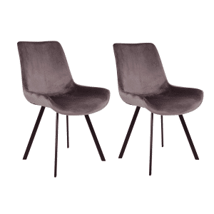 2 x Memphis Spisebordsstole i velour, grå med sorte ben