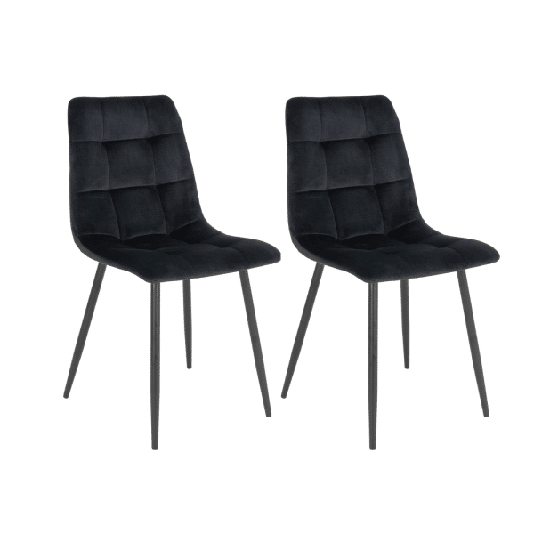2 x Middelfart Spisebordsstole i velour, sort med sorte ben