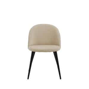 VENTURE DESIGN Velvet Stitches spisebordsstol - beige fløjl/polyesterhør og sort stål