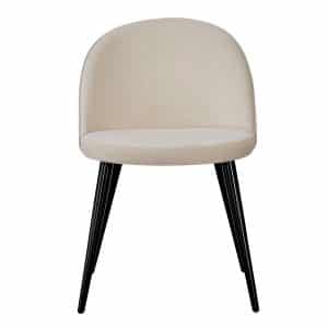 VENTURE DESIGN Velvet spisebordsstol, m. armlæn - creme velour og metal