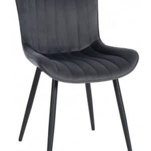 Spisebordsstol i metal og velour H81 cm - Sort/Mørkegrå