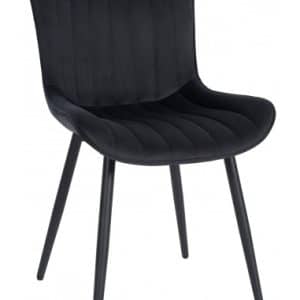Spisebordsstol i metal og velour H81 cm - Sort/Sort