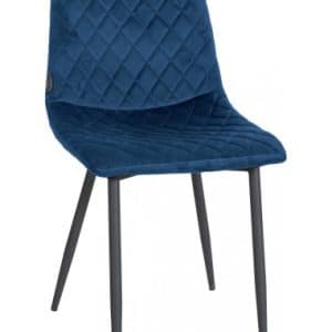 Spisebordsstol i metal og velour H83 cm - Sort/Blå