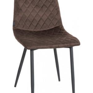 Spisebordsstol i metal og velour H83 cm - Sort/Brun
