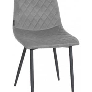 Spisebordsstol i metal og velour H83 cm - Sort/Grå