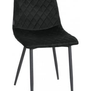 Spisebordsstol i metal og velour H83 cm - Sort/Sort