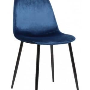 Spisebordsstol i metal og velour H88 cm - Sort/Blå