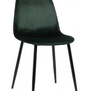 Spisebordsstol i metal og velour H88 cm - Sort/Grøn