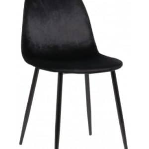Spisebordsstol i metal og velour H88 cm - Sort/Sort