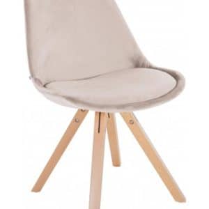 Spisebordsstol i træ og velour H81 cm - Natur/Beige