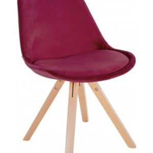 Spisebordsstol i træ og velour H81 cm - Natur/Bordeaux