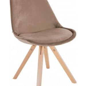 Spisebordsstol i træ og velour H81 cm - Natur/Brun
