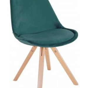 Spisebordsstol i træ og velour H81 cm - Natur/Grøn