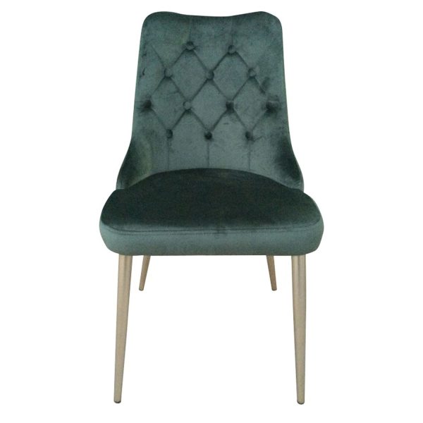 VENTURE DESIGN Velvet Deluxe spisebordsstol, m. armlæn - grøn velour og metal