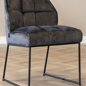 Janna spisebordsstol i metal og velour H81 cm - Sort/Antracit