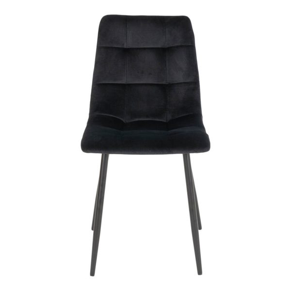 HOUSE NORDIC Middelfart spisebordsstol - sort polyester velour og sort stål