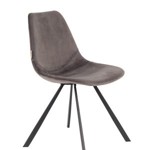 DUTCHBONE Franky spisebordsstol - grå fløjl stof og sort stål