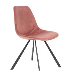 DUTCHBONE Franky spisebordsstol - lyserød fløjl stof og sort stål