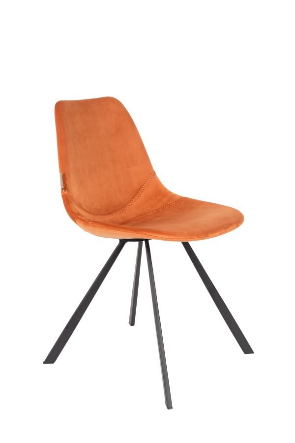 DUTCHBONE Franky spisebordsstol - orange fløjl stof og sort stål