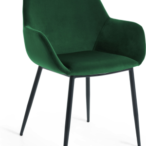 Konna, Spisebordsstole med armlæn, grøn/sort, velour