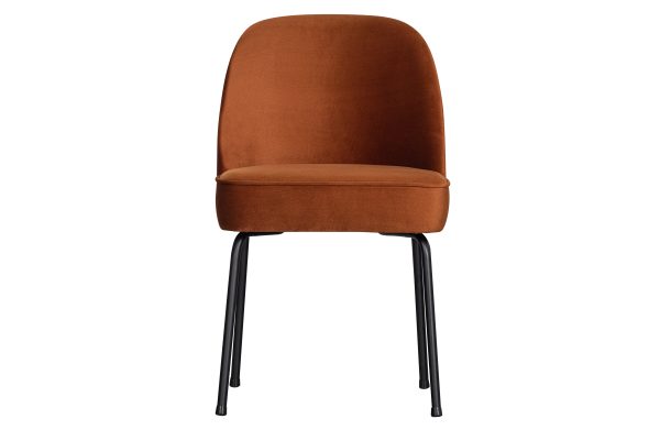 BEPUREHOME Vogue spisebordsstol - rust fløjl polyester og sort metal