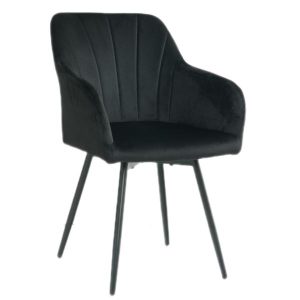 Homeville Lucy med drejefunktion velour sort 61x56,5x83cm