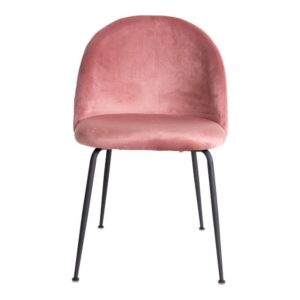 Geneve Spisebordsstol - Rosa Velour m sorte ben