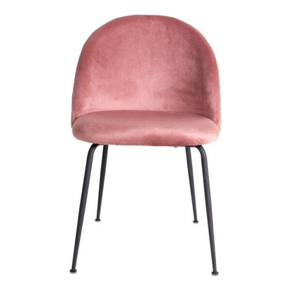 Geneve Spisebordsstol - Rosa Velour m sorte ben