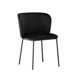 VENTURE DESIGN Edina spisebordsstol - sort polyester fløjl og sort stål