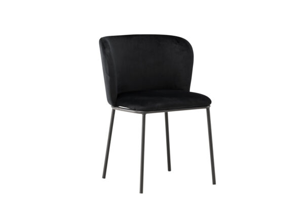 VENTURE DESIGN Edina spisebordsstol - sort polyester fløjl og sort stål