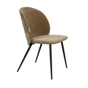 ZUIVER Cozy spisebordsstol - sennep polyester fløjl og sort metal