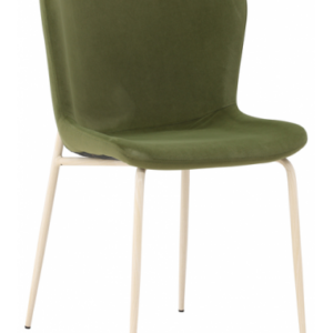 Sæt med 2 x ESTO Spisebordsstole i stål og velour H80 cm - Hvidpudset/Grøn