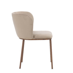 VENTURE DESIGN Edina Spisestole 2-pak - Stål Trælook 3D Papir / Beige Velour