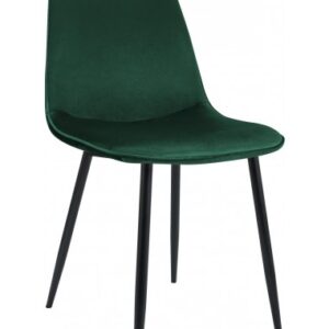 Spisebordsstol i metal og velour H88 cm - Sort/Grøn
