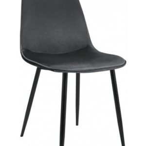Spisebordsstol i metal og velour H88 cm - Sort/Mørkegrå