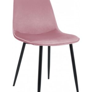 Spisebordsstol i metal og velour H88 cm - Sort/Rosa