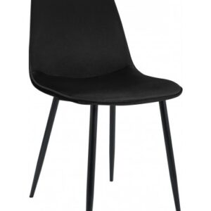 Spisebordsstol i metal og velour H88 cm - Sort/Sort