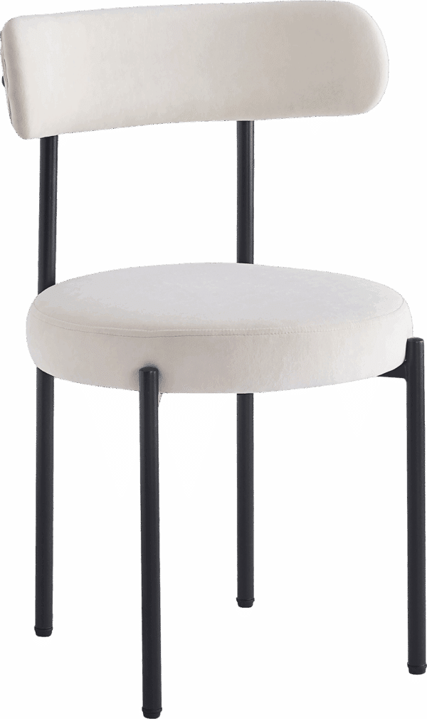 Spisebordsstol Lars Nordlys Furniture | beige polstret fløjl med sort metalramme skandinavisk design