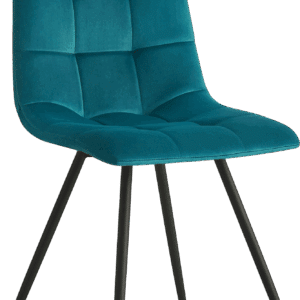 Spisebordsstol Nordlys Furniture Bjorn i polstret blåt fløjl med sortlakeret stålstel