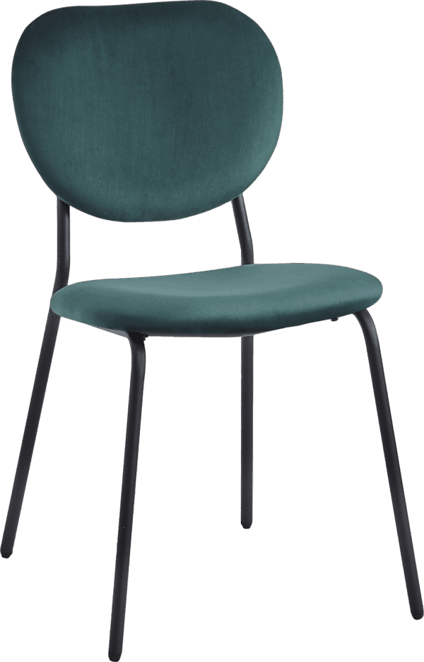 Spisebordsstol Nordlys Furniture Suzuka sæt á 2 dybgrøn fløjl med sorte metalben 82,5x49x54,5 cm