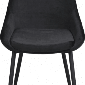 Spisebordsstol Rowico Sierra 2-pak sort velour med ergonomisk sæde og pulverlakerede metalben