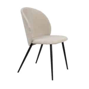 ZUIVER Cozy spisebordsstol - beige polyester fløjl og sort metal